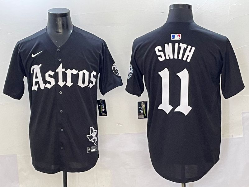 Men 2025 Houston Astros #11 Smith Black Five generations Joint Name Nike MLB Jersey style 31